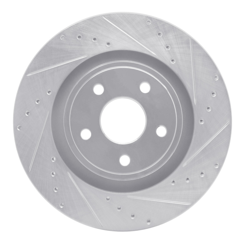 Jeep Grand Cherokee Brake Rotor (1) - Front Right - R1 Concepts - Drilled & Slotted - Silver - `06-`10
